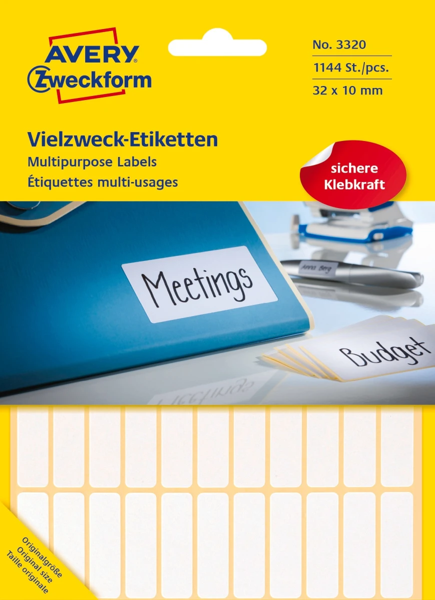 AVERY ZWECKFORM 3320 Étiquettes Universal, 32 x 10 mm, 26 feuilles