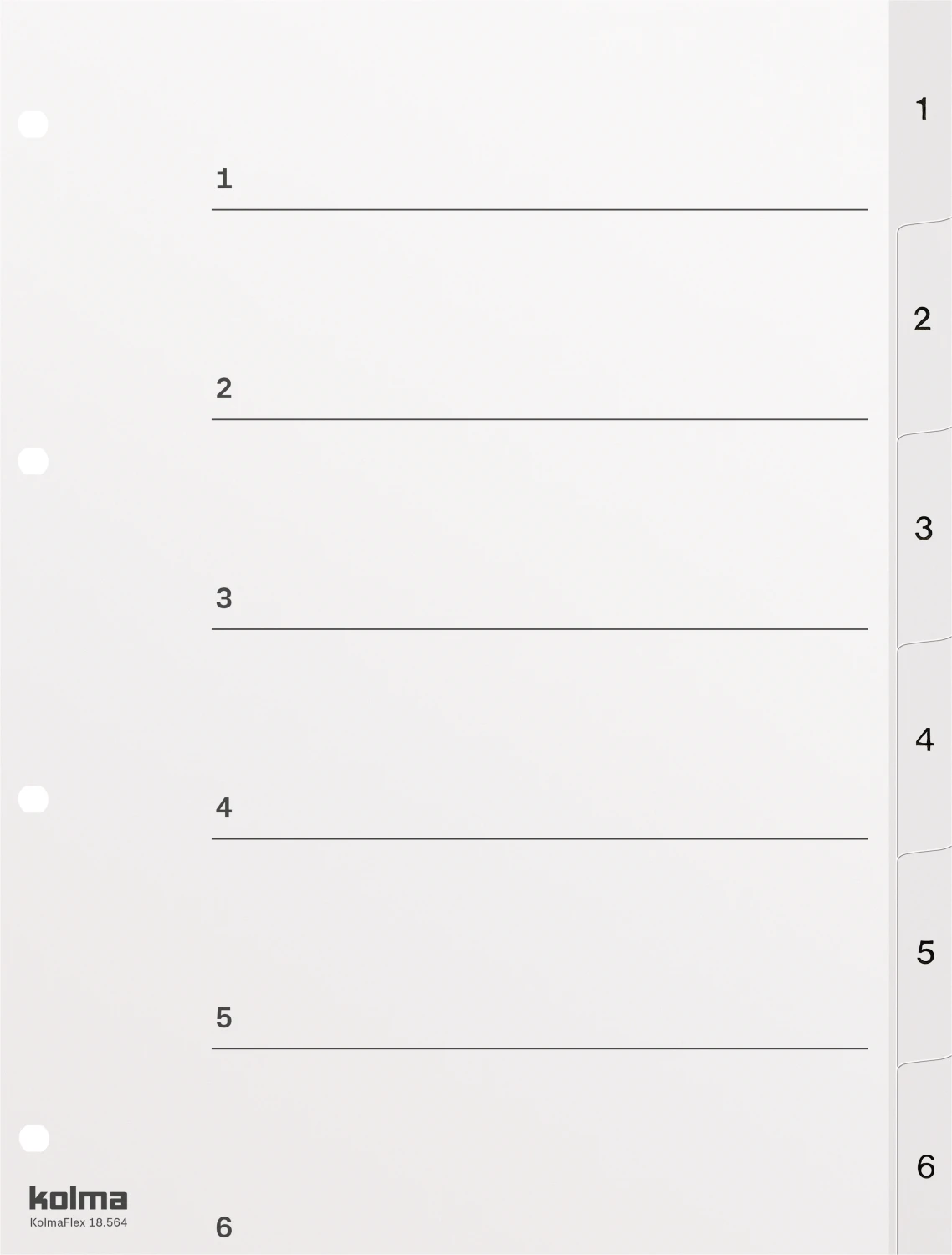 KOLMA Zahlenregister Strong 1 - 6