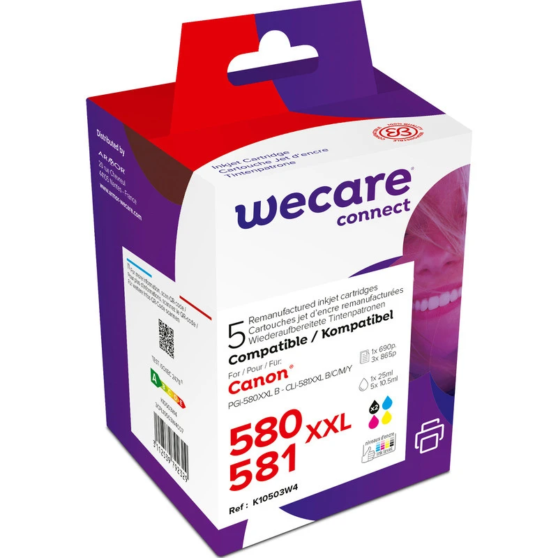 WECARE Multipack XXL rebuilt BKCMY CLI-581XXLPACKWE