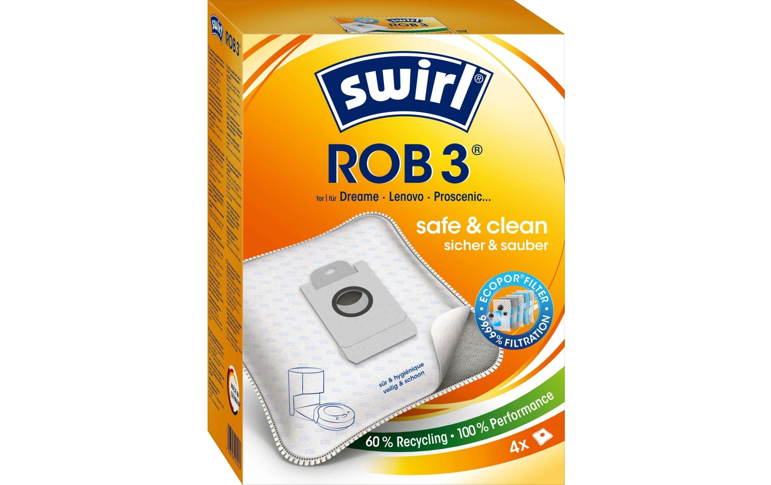 SWIRL Sac aspirateur ROB 3 EcoPor 4 pièces