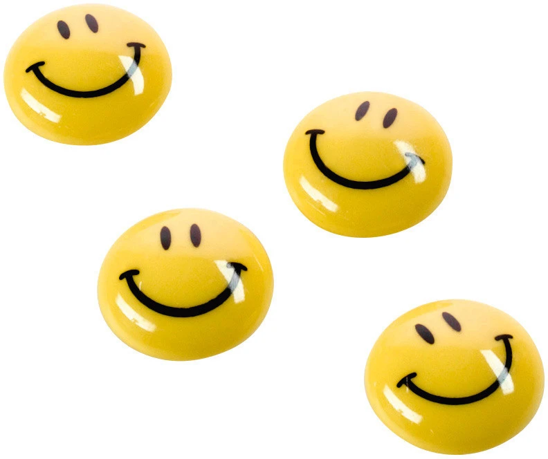 MAGNETOPLAN Smiley Magnete gelb-schwarz 40 mm - 4 Stk.