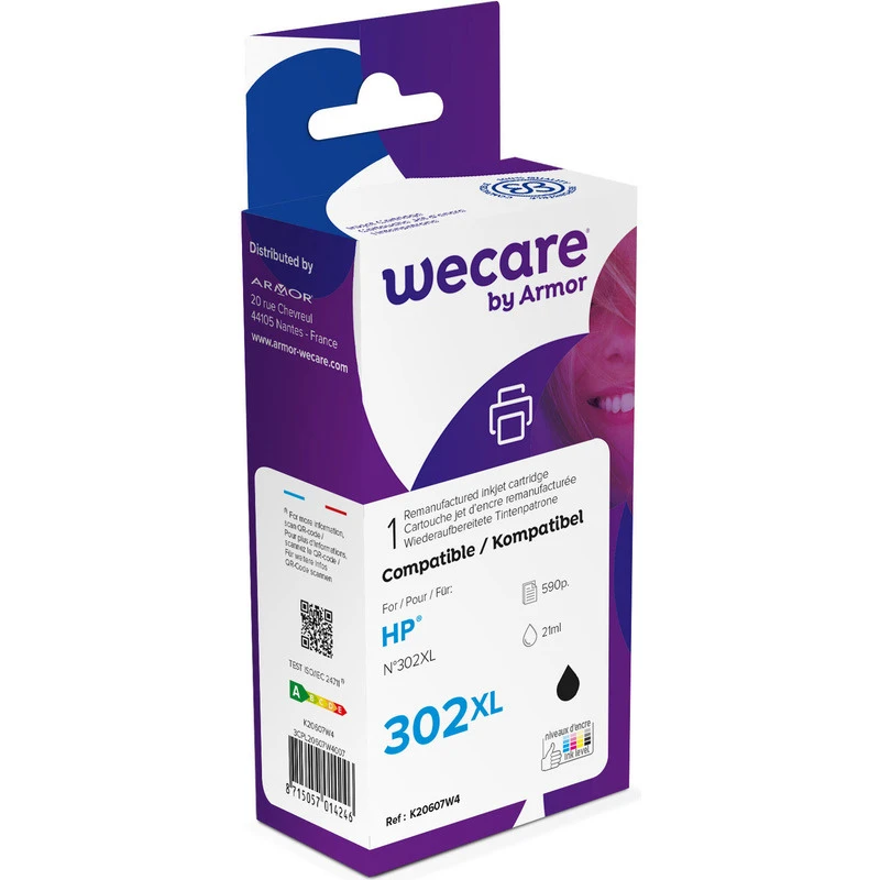 WECARE Tinte 302XL rebuilt schwarz F6U68AEWE