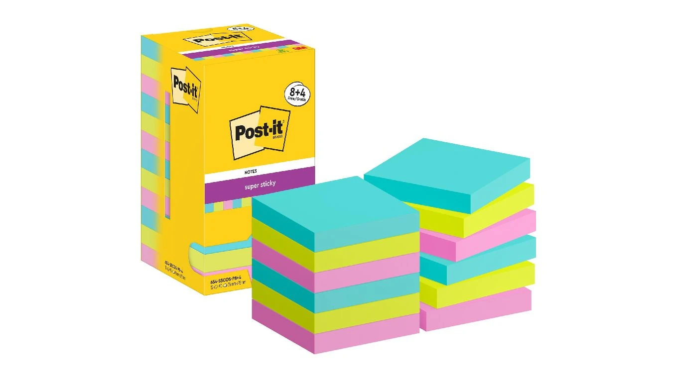 POST-IT Notes adhésives Super Sticky Cosmic Collection 12 x 90 feuilles