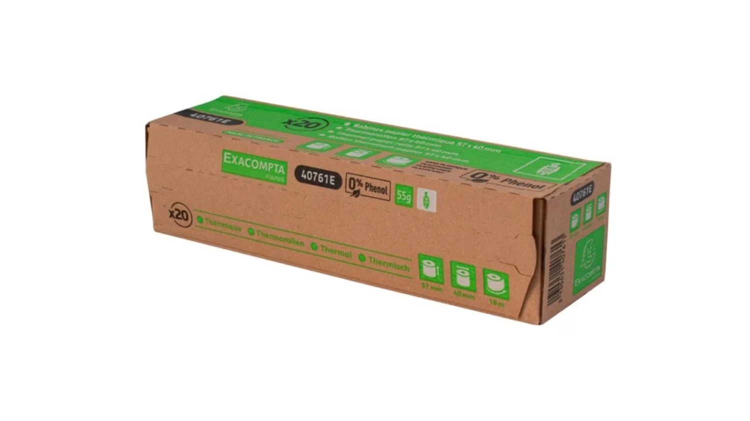 EXACOMPTA Thermorollen 57 mm x 18 m, 20 Stück