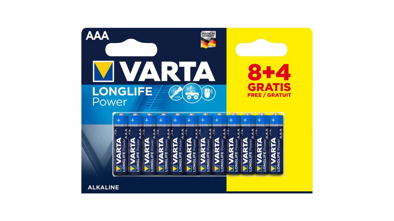 VARTA Pile Longlife Power AAA/LR03, 12 pièces