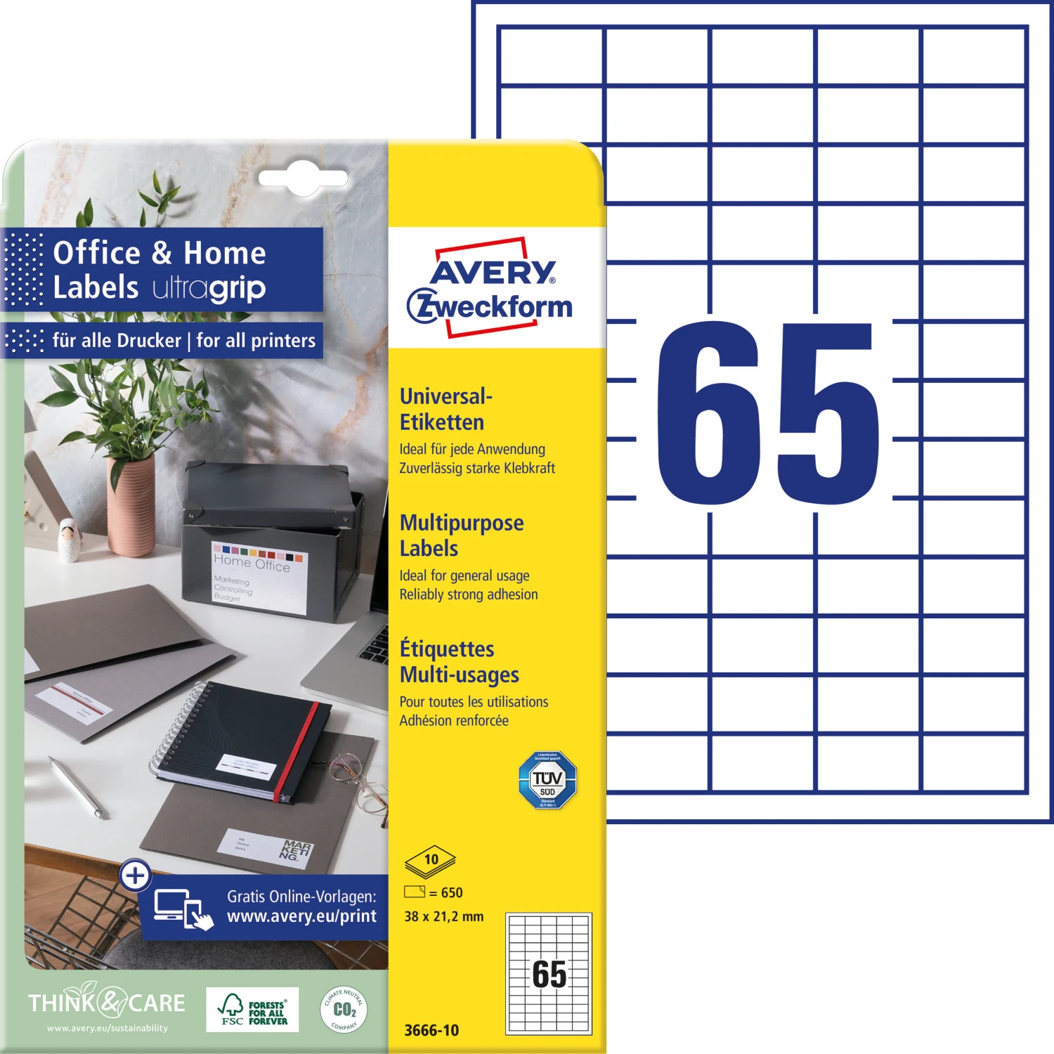 AVERY ZWECKFORM 3666-10 Etiketten, 38 x 21.2 mm, 10 Blatt