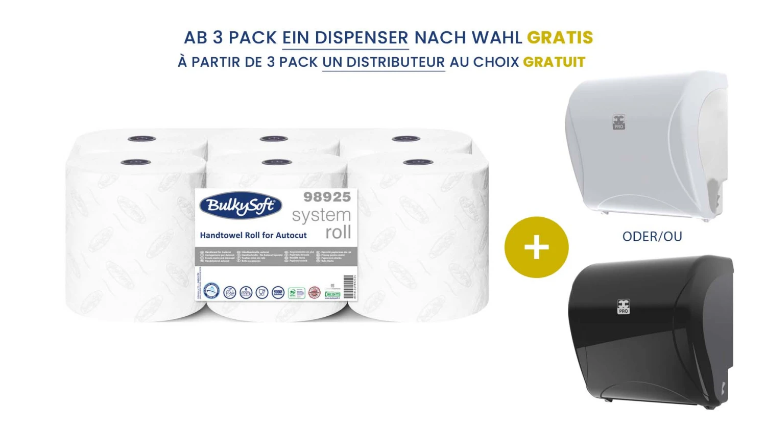 BULKYSOFT Rouleaux d'essuie-mains Membrane Plus Light 3-couches, 6 rouleaux
