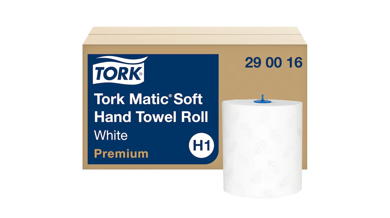 TORK Rouleaux d'essuie-mains en papier Premium Matic Soft 2 couches, 6 rouleaux