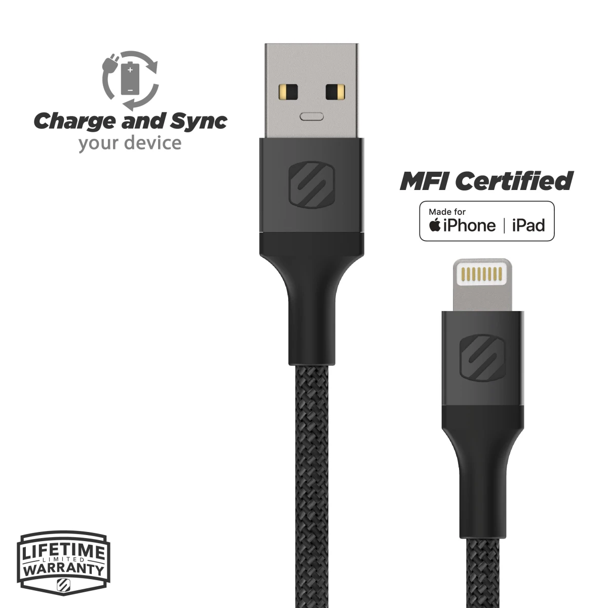Scosche Strikeline Premium câble USB-A vers Lightning 0.3m