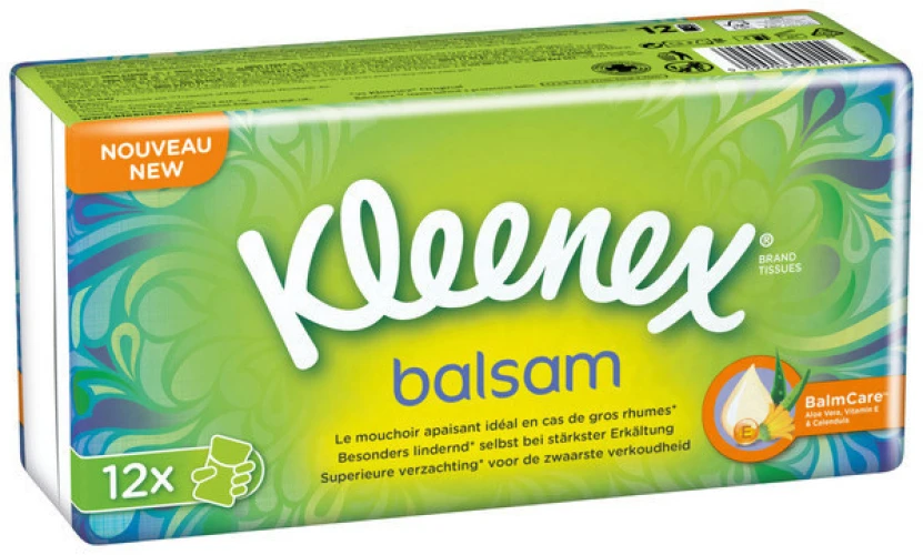 KLEENEX Mouchoirs Balsam 4 couches, 12 paquets