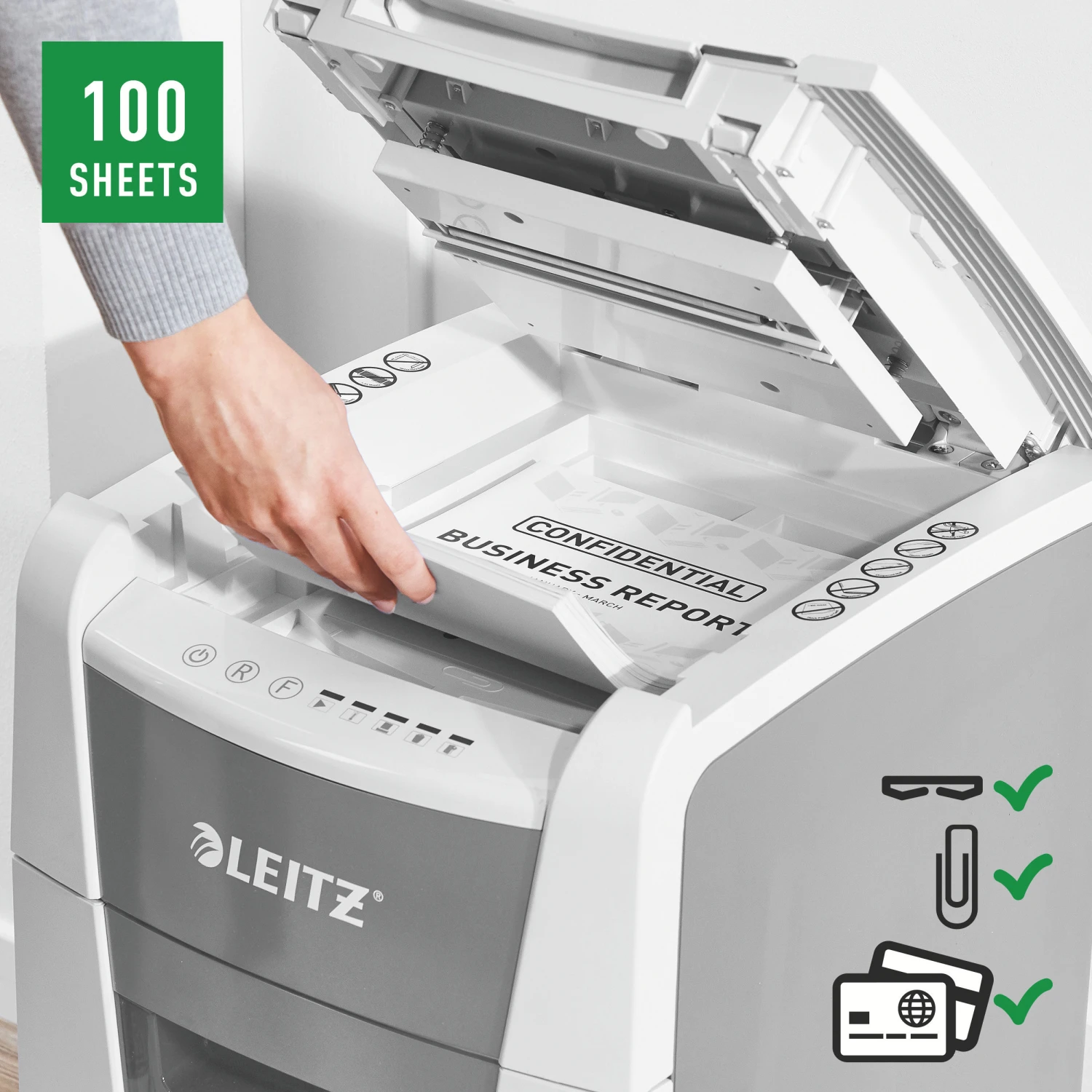 LEITZ Destructeur docum. IQ AF Small Office 100, P-4, 34lt