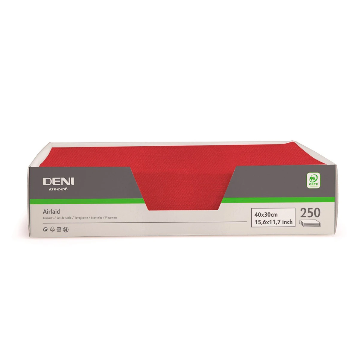 Sets de table Airlaid DENI meet, rouge, 30x40cm, paquet de 250 pièces