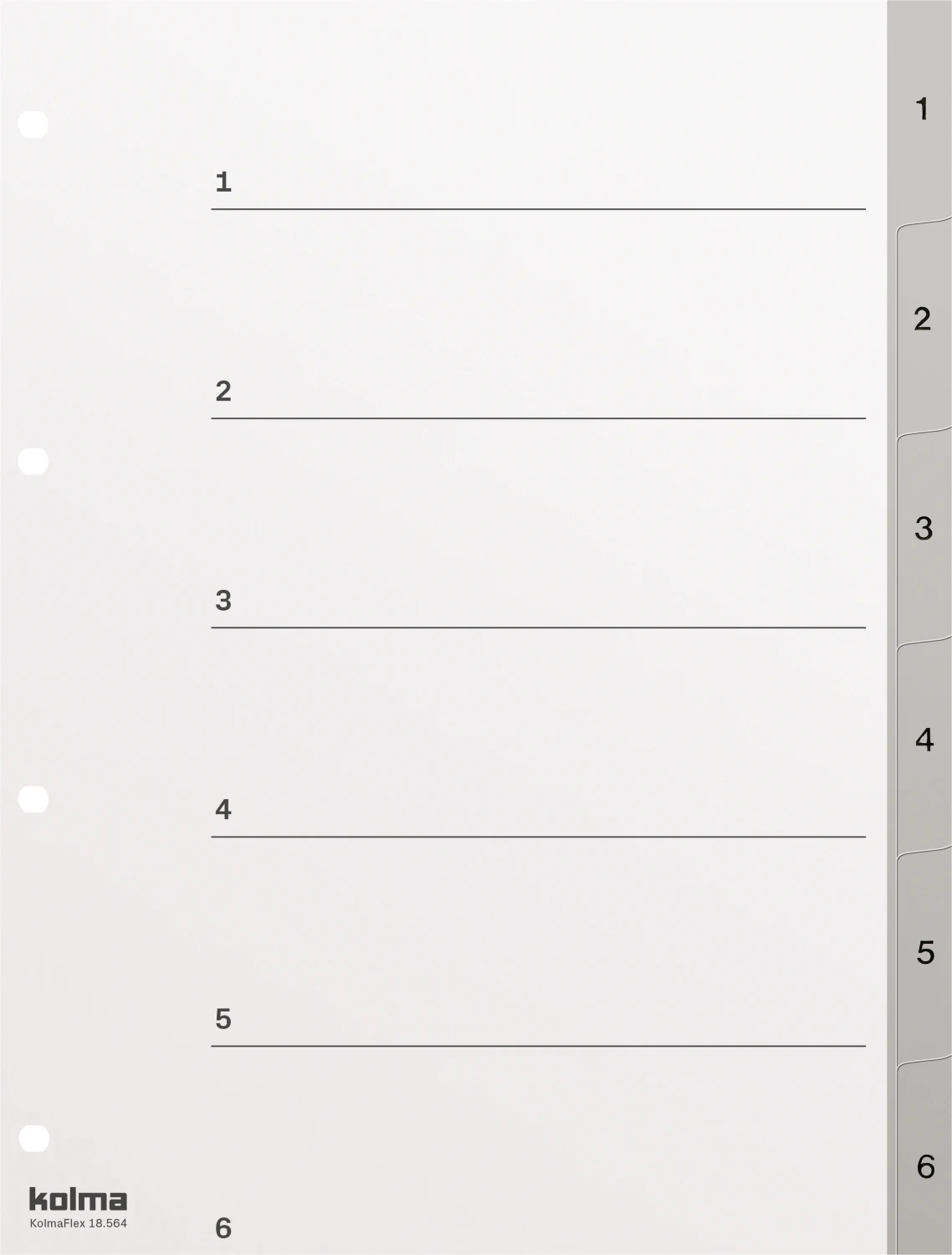 KOLMA Zahlenregister Strong 1 - 6