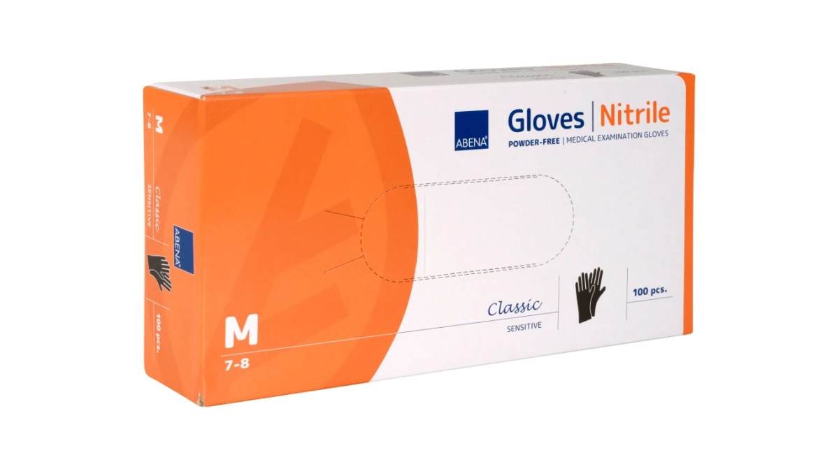 ABENA Gants en nitrile Classic Sensitive taille M, 100 pièces