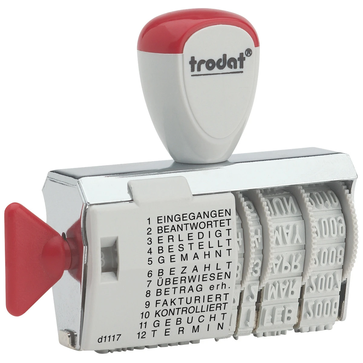 TRODAT 1117 Tampon dateurs et textes, en allemand