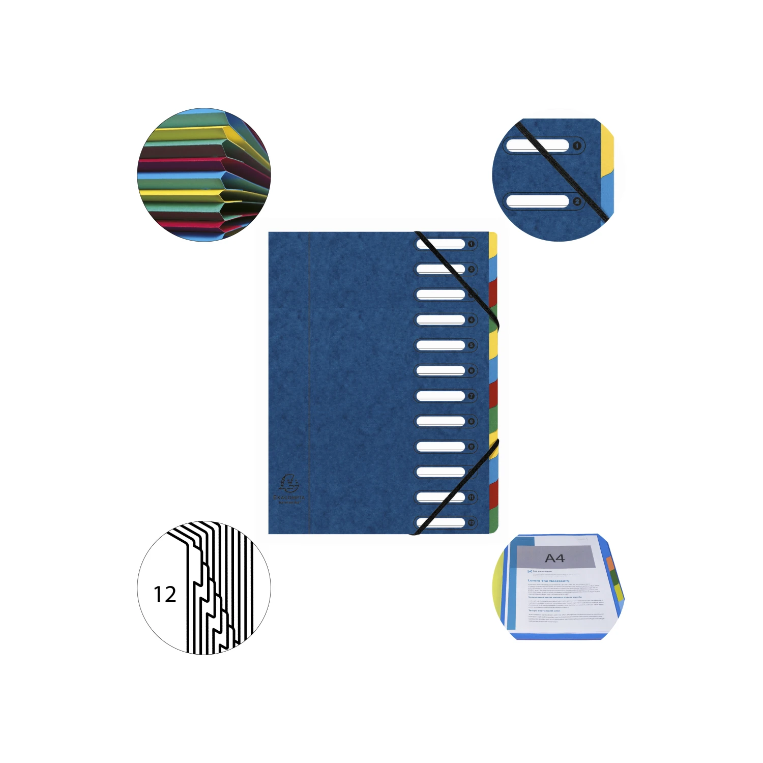 EXACOMPTA trieur Harmonika 12 onglets, A4