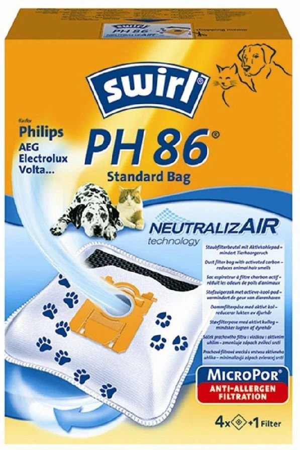 SWIRL Sac aspirateur PH 86 EcoPor anti-odeur 4 pièces