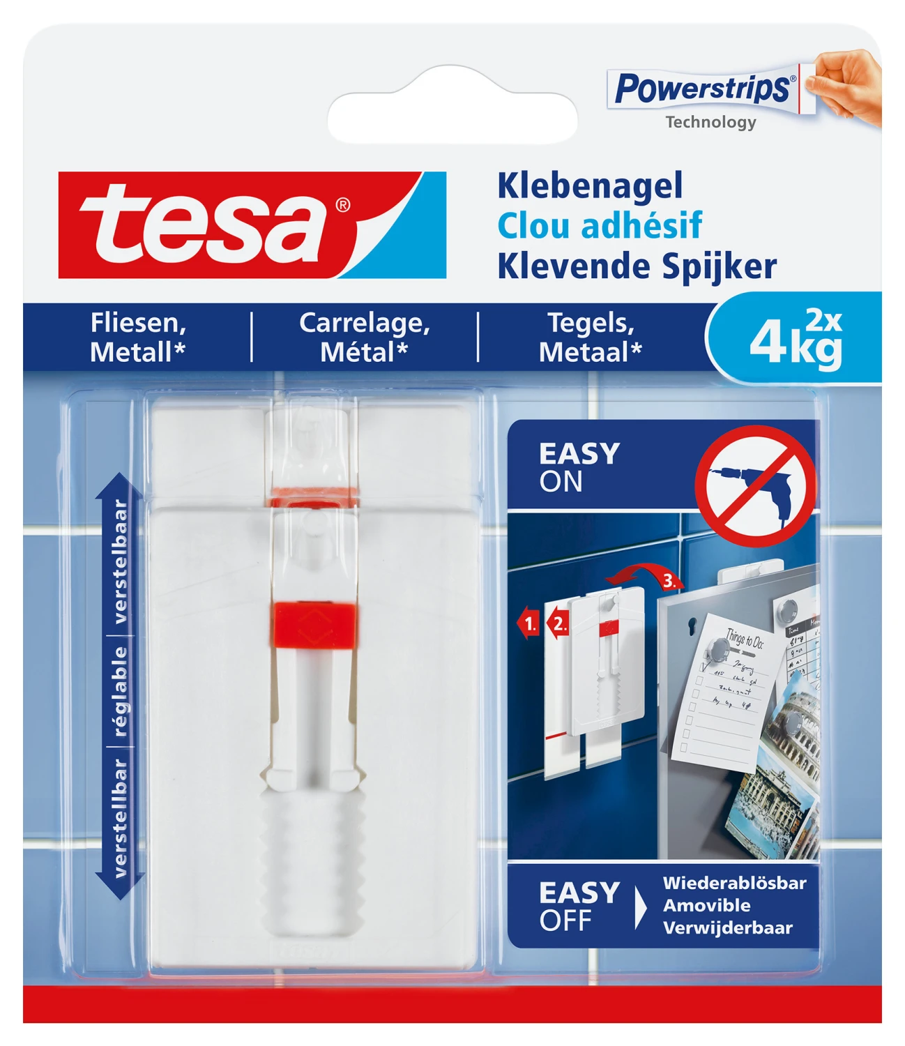 TESA Verstellbarer Klebenagel 2 x 4 kg