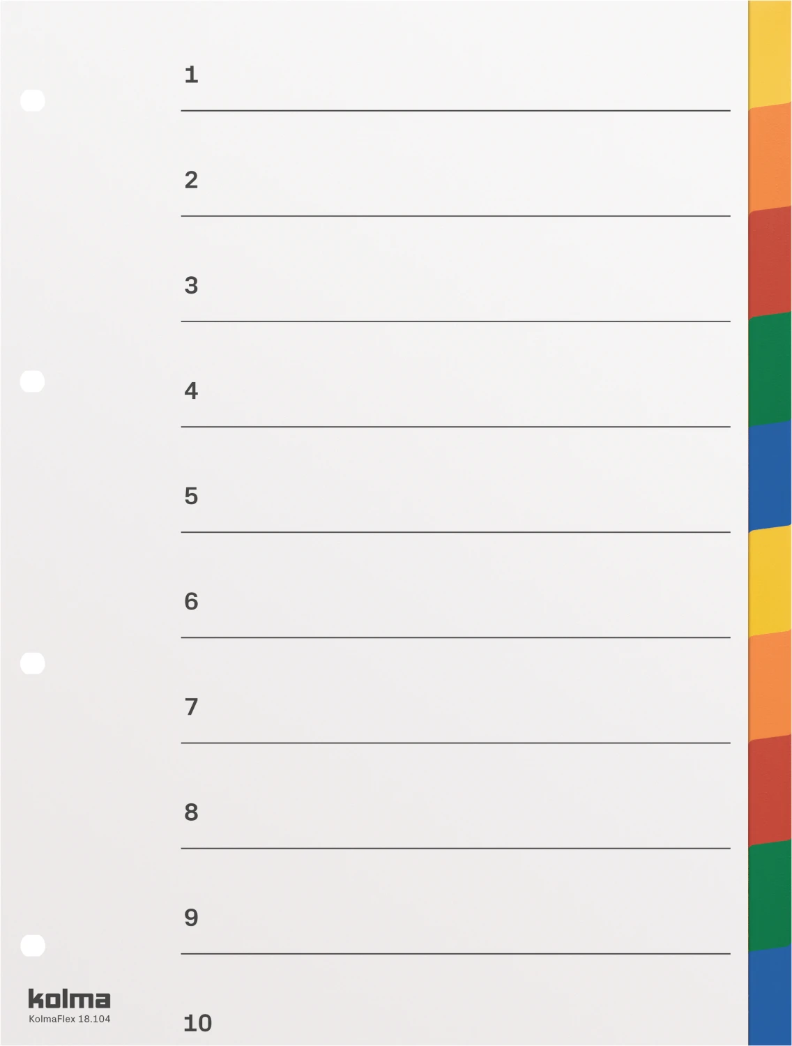 KOLMA Blankoregister Strong 10-teilig