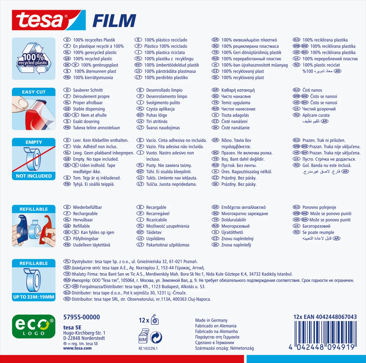 TESA Déroul.à main EasyCut 19mmx10m