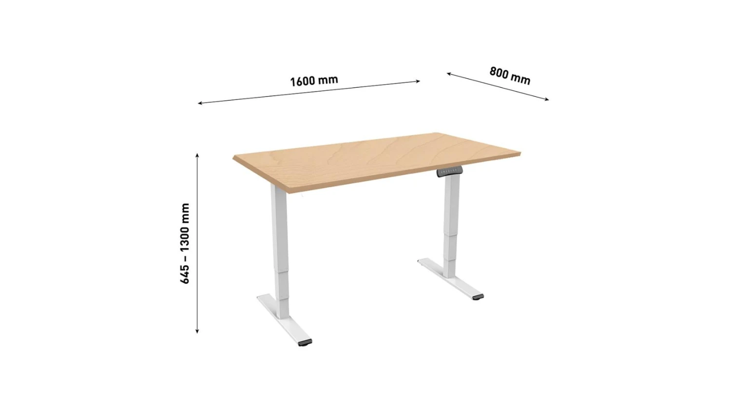 Contini höhenverstellbarer Bürotisch 1.6 × 0.8 m