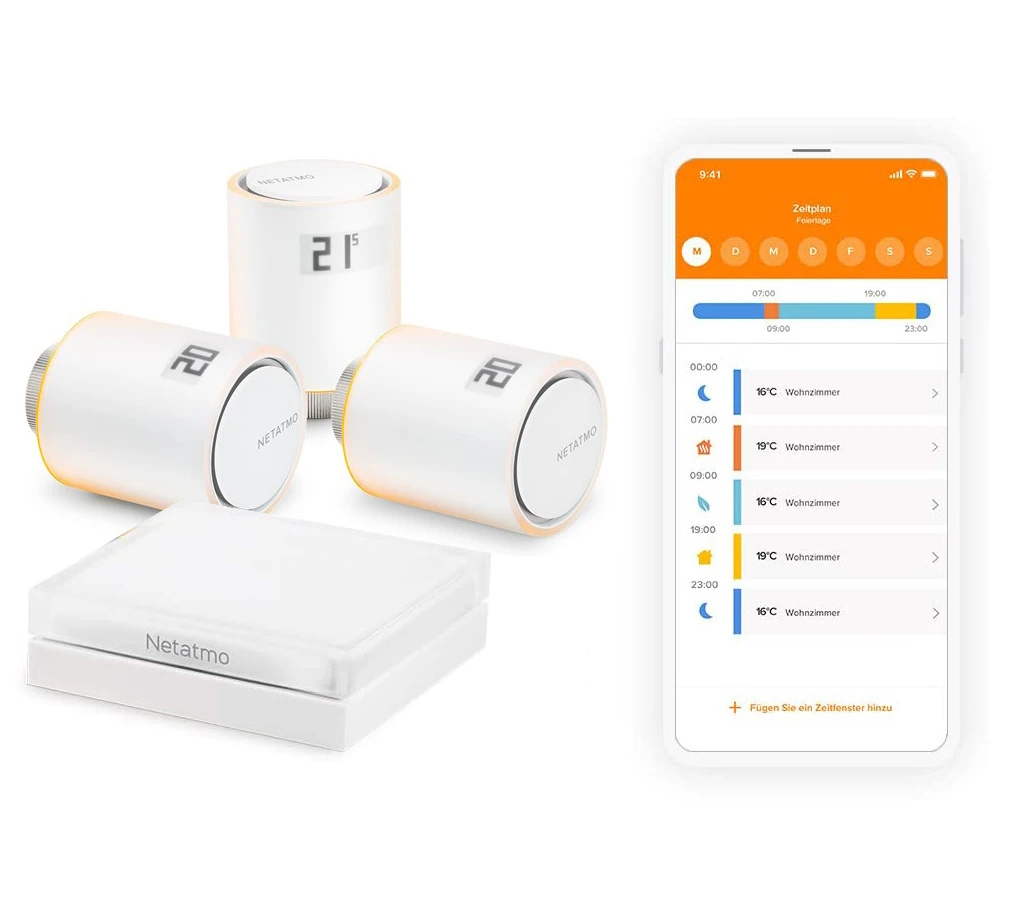 Netatmo 3x Têtes Thermostatiques intelligentes + Hub