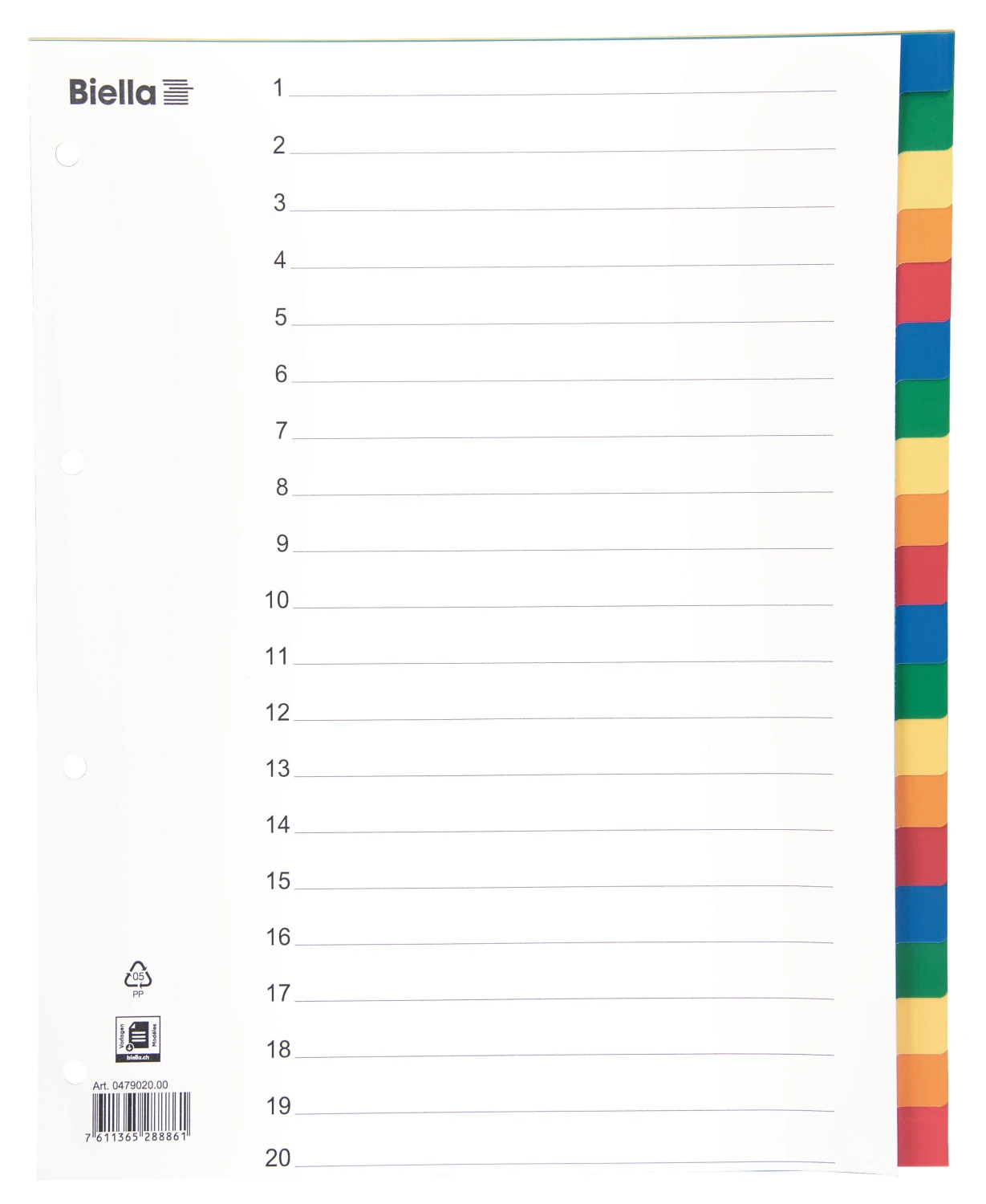 BIELLA Blankoregister 20-teilig