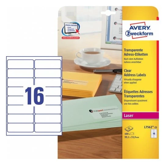 AVERY ZWECKFORM L7562-25 Etiketten, 99.1 x 33.9 mm, 25 Blatt