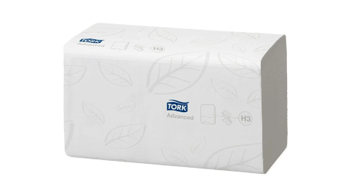 TORK Essuie-mains en papier Advanced pliage V, 2 couches, blanc