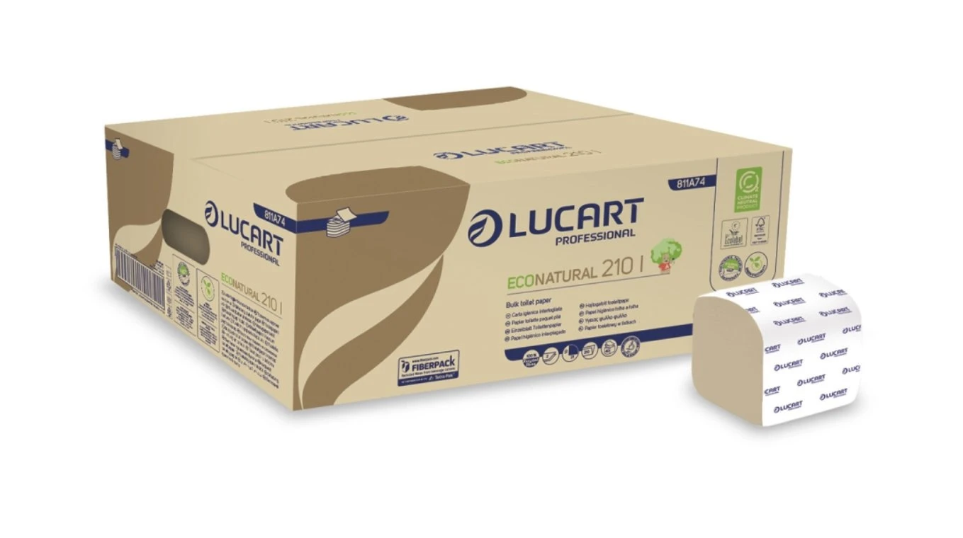 LUCART Papier toilette feuille à feuille EcoNatural 2 couches, 8'400 feuilles
