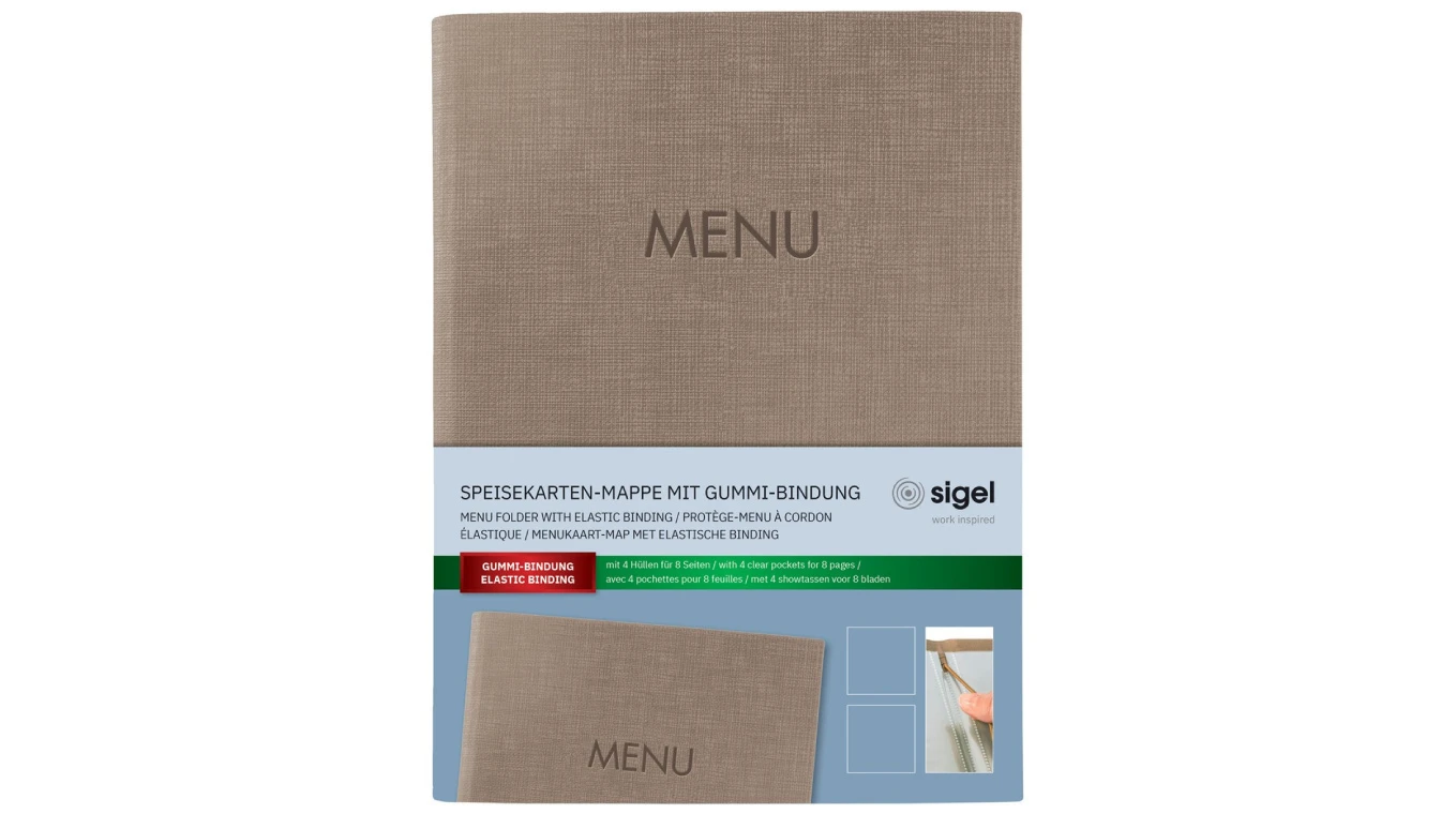 SIGEL Speisekarten-Mappe - mit Gummibindung - für 8 Seiten