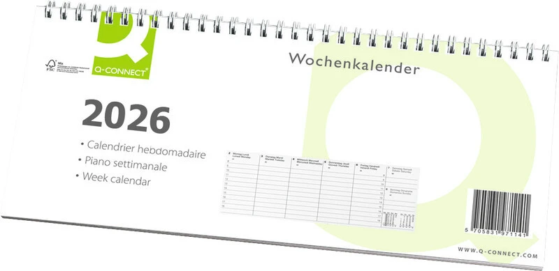 Q-CONNECT Calendrier hebdomadaire 2026