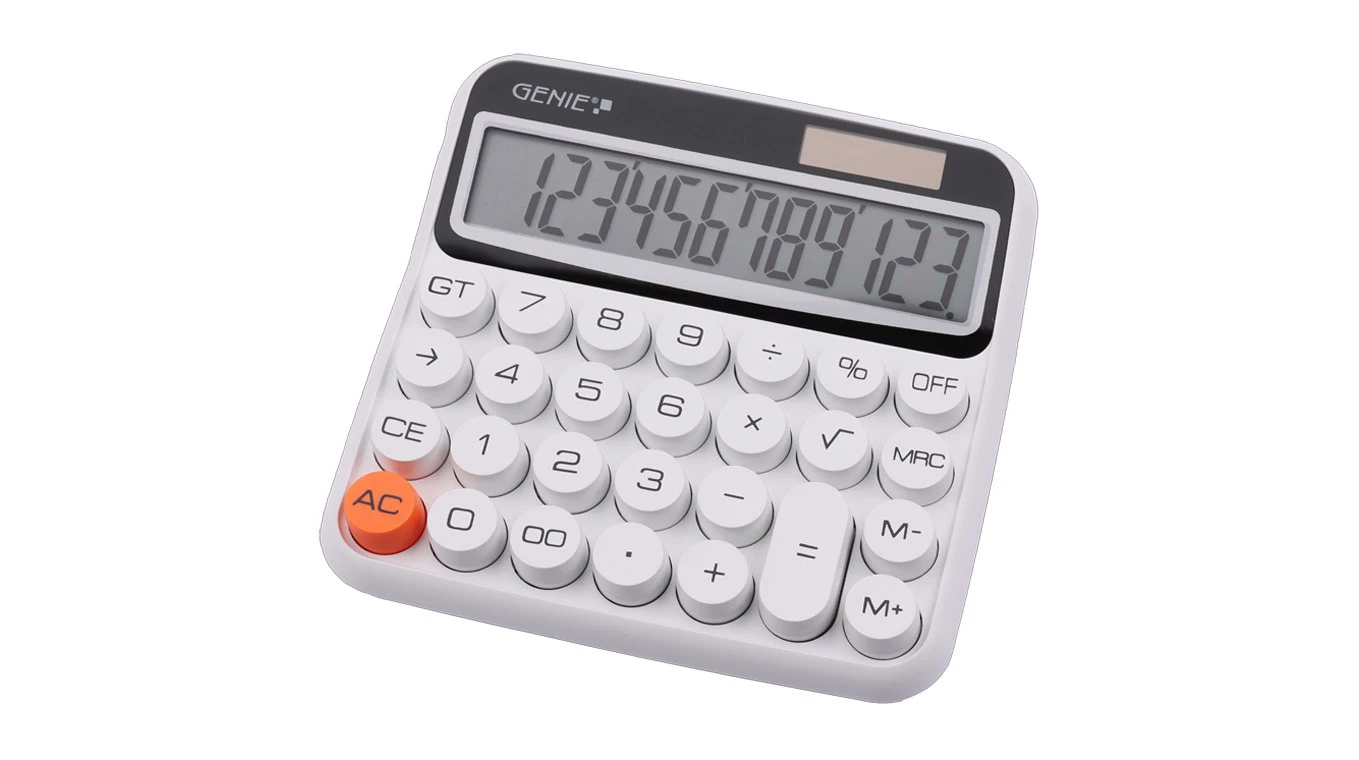 GENIE Calculatrice de bureau 612 W Dual-Power (solaire et batterie)