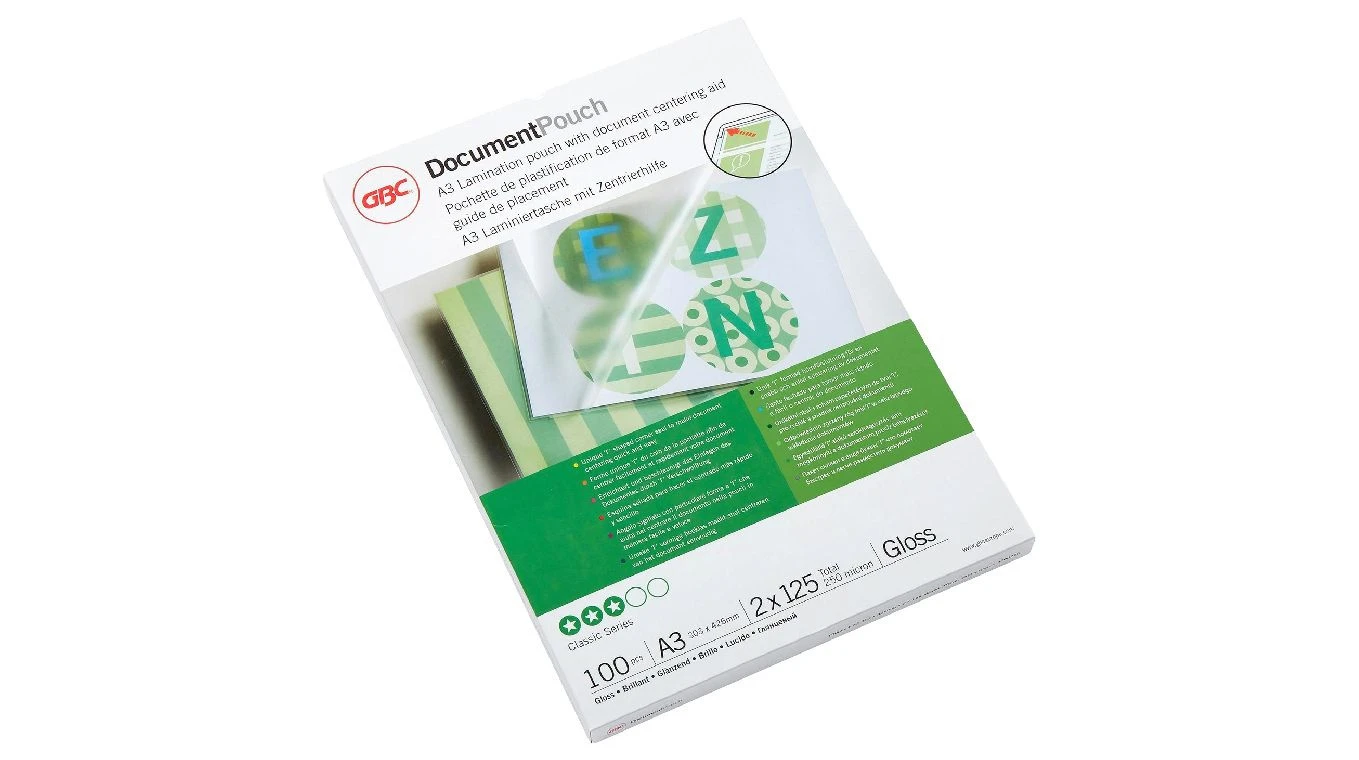 GBC Pochettes à plastifier A3, 125my, brillant 100 pcs.