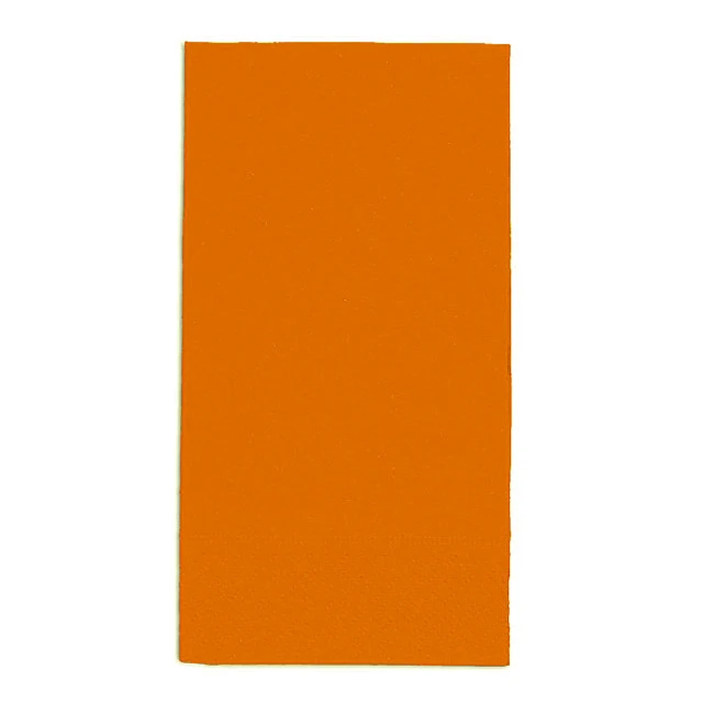 Serviettes Edelweiss orange, 3 couches, 40 x 40 cm, 1/8 pliage en tête, gaufrage sur le bord, paquet de 100 pièces