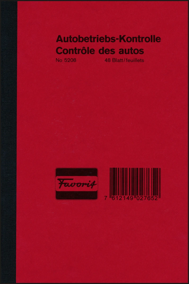 FAVORIT No. 5208 Contrôle frais de voiture, D/F, 48 feuilles