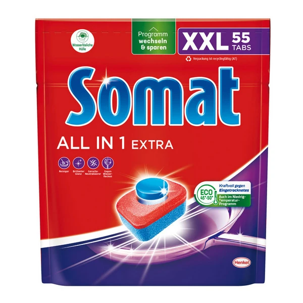 SOMAT Tabs lave-vaisselle All In 1 Extra XXL, 6 x 55 pièces