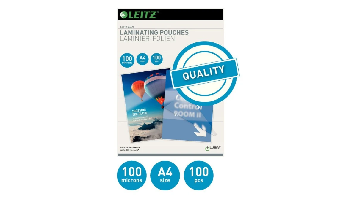 LEITZ Pochette à plastifier A4 brillant, 100my, 100 pcs.