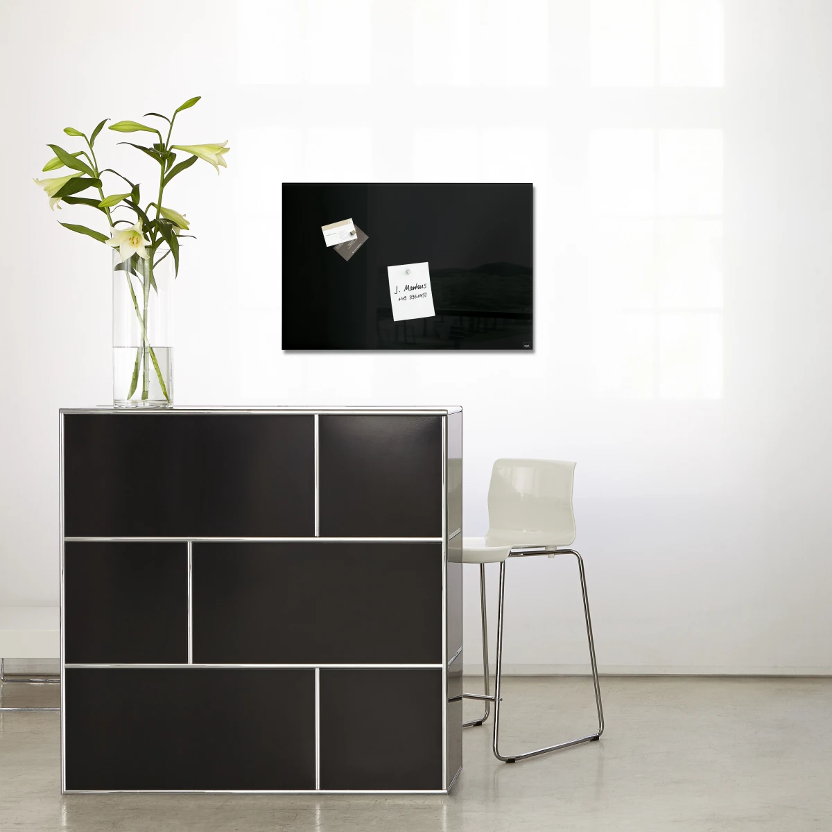 Glas Magnetboard Artverum, schwarz,  600 x 400 x 15 mm
