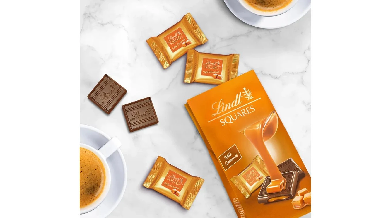 LINDT Squares Caramel Thekensteller 750g