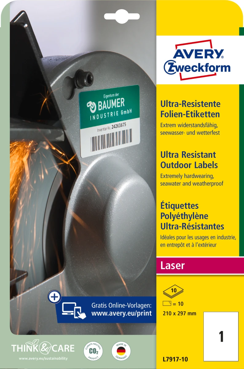 AVERY ZWECKFORM L7917-10 Étiquettes 210 x 297 mm, 10 feuilles