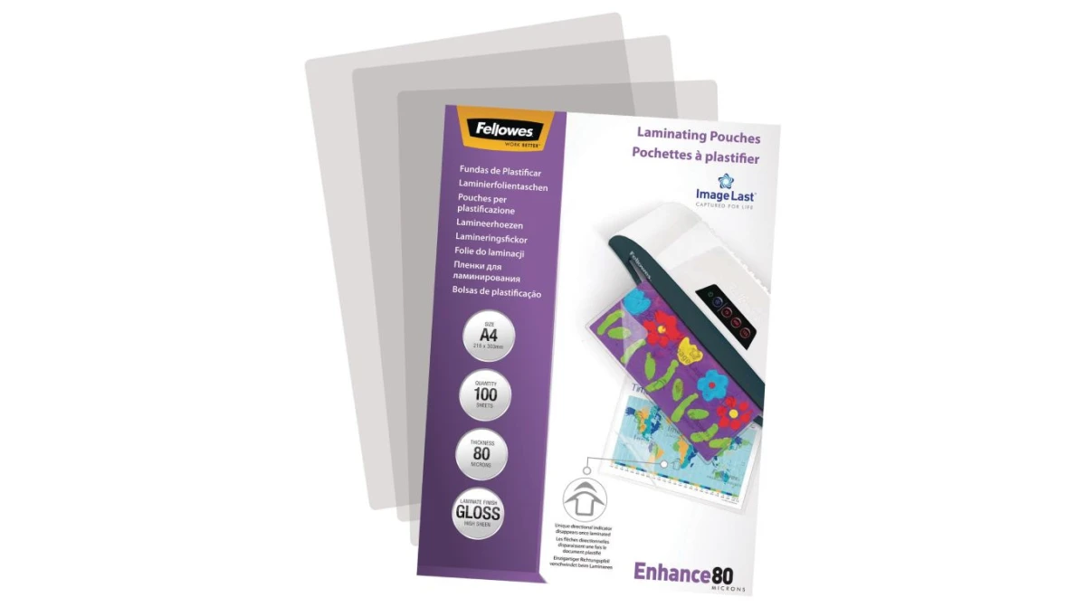 FELLOWES Enhance 80 Pochettes de plastification A4, 80my