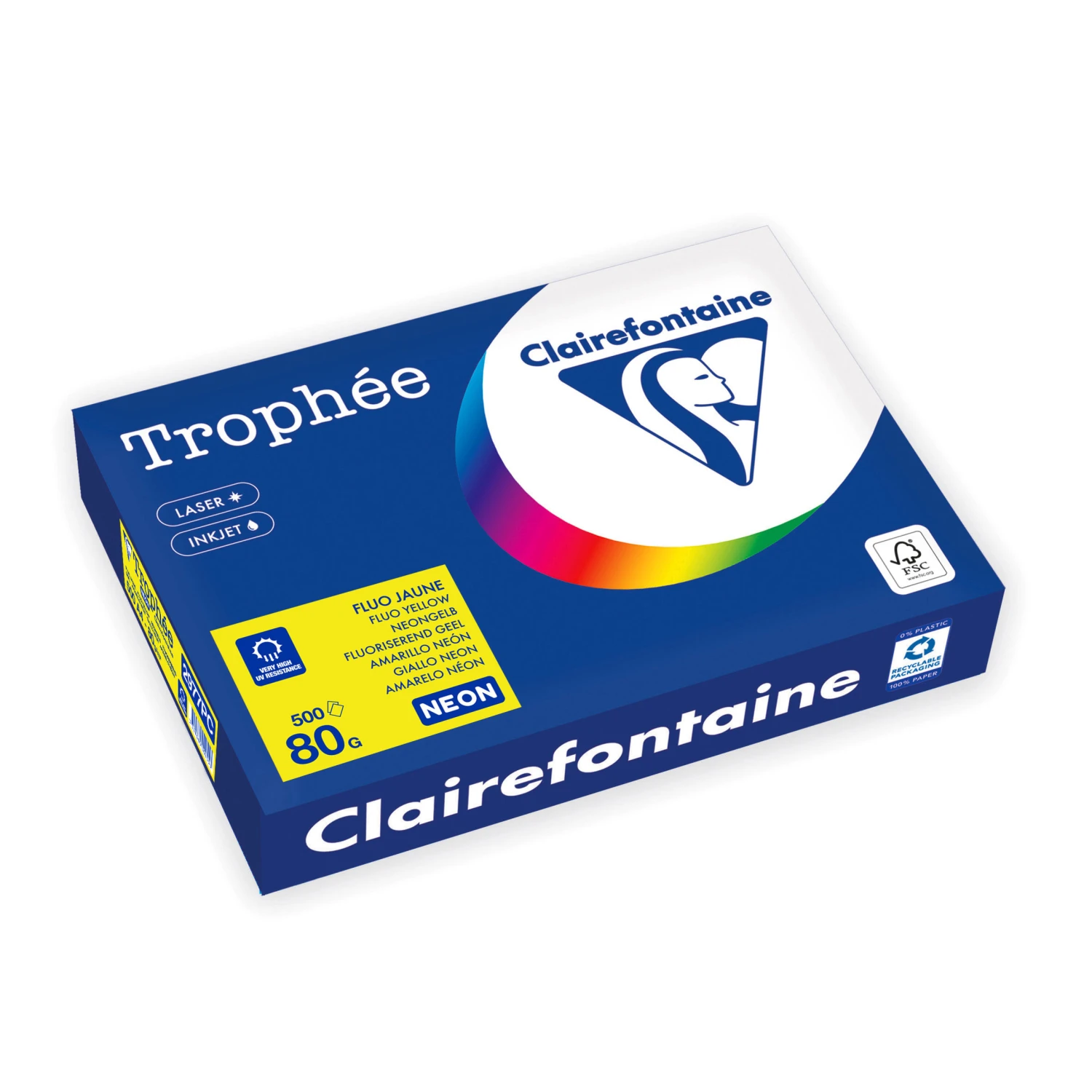 CLAIREFONTAINE Papier à copier Trophée Neon A4, 80 g/m², 500 feuilles