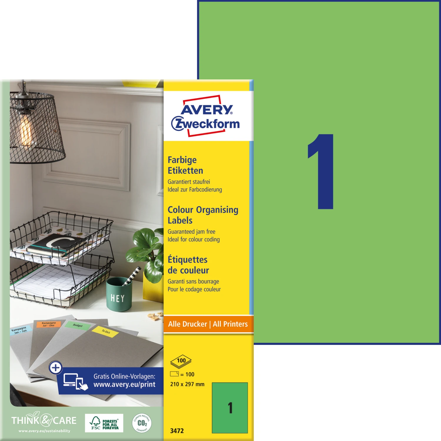 AVERY ZWECKFORM 3472 Etiketten, A4, 100 Blatt