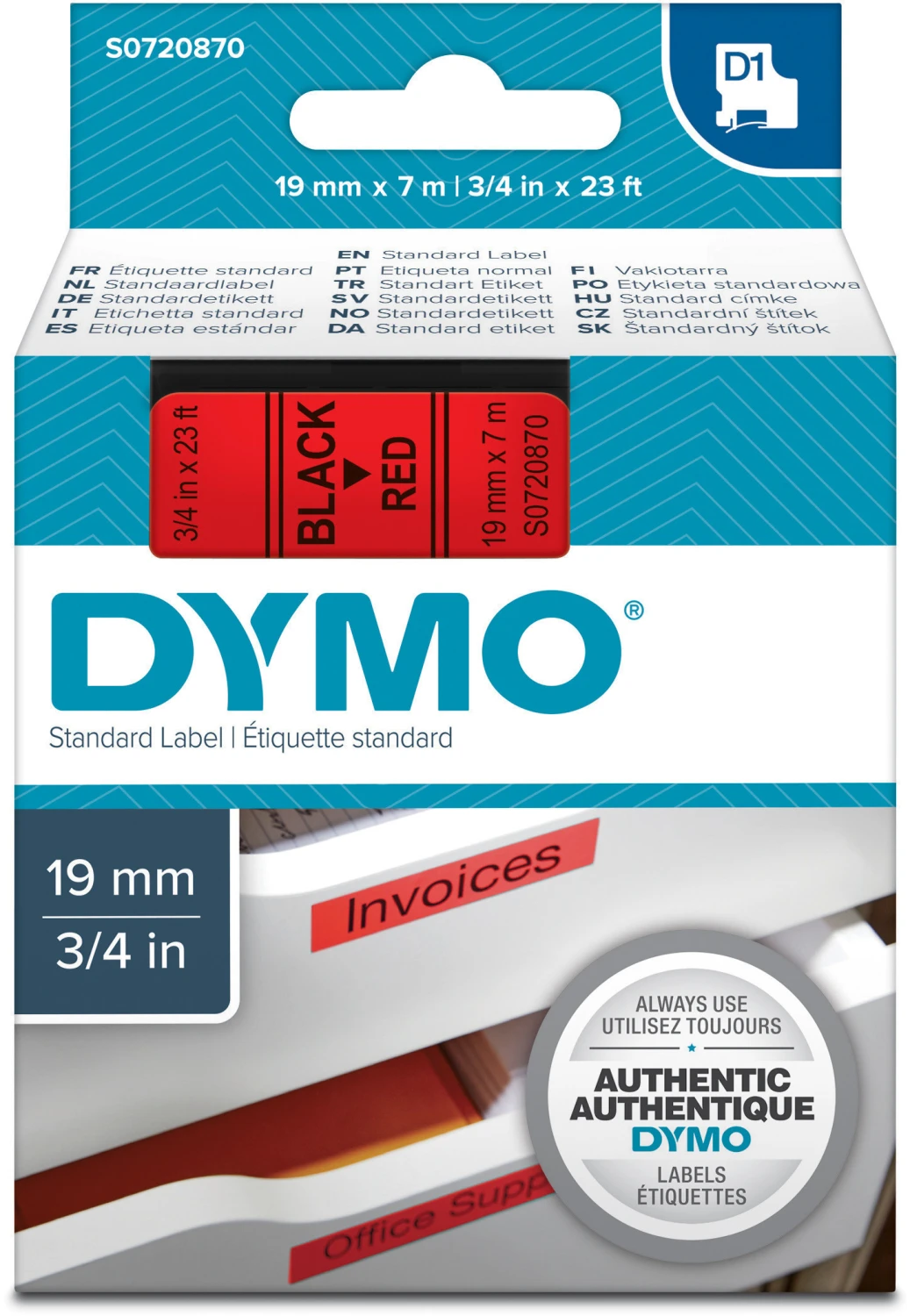 DYMO D1 ruban d'écriture S0720870 19 mm x 7 m