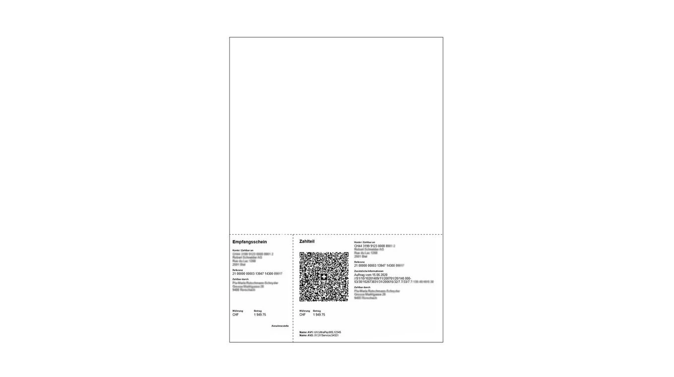 QR-Einzahlungsschein A4 90 g/m2, unbedruckt