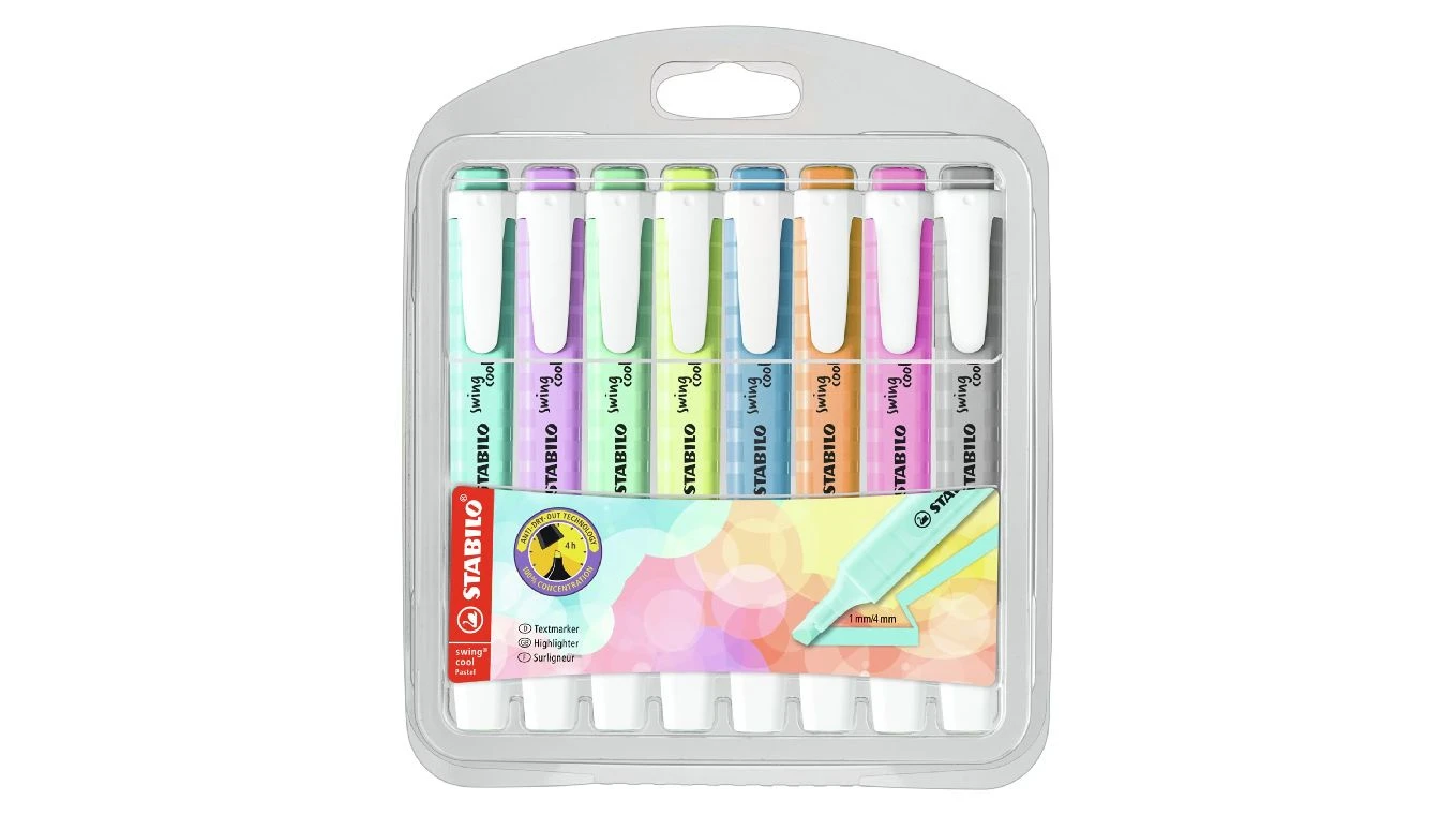 STABILO Swing Cool Leuchtmarker Pastell, Etui 8 Stk.