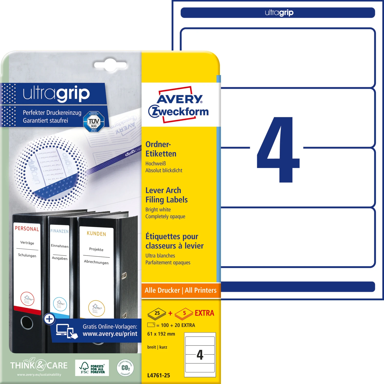 AVERY ZWECKFORM L4761-25 Étiquettes à classeur