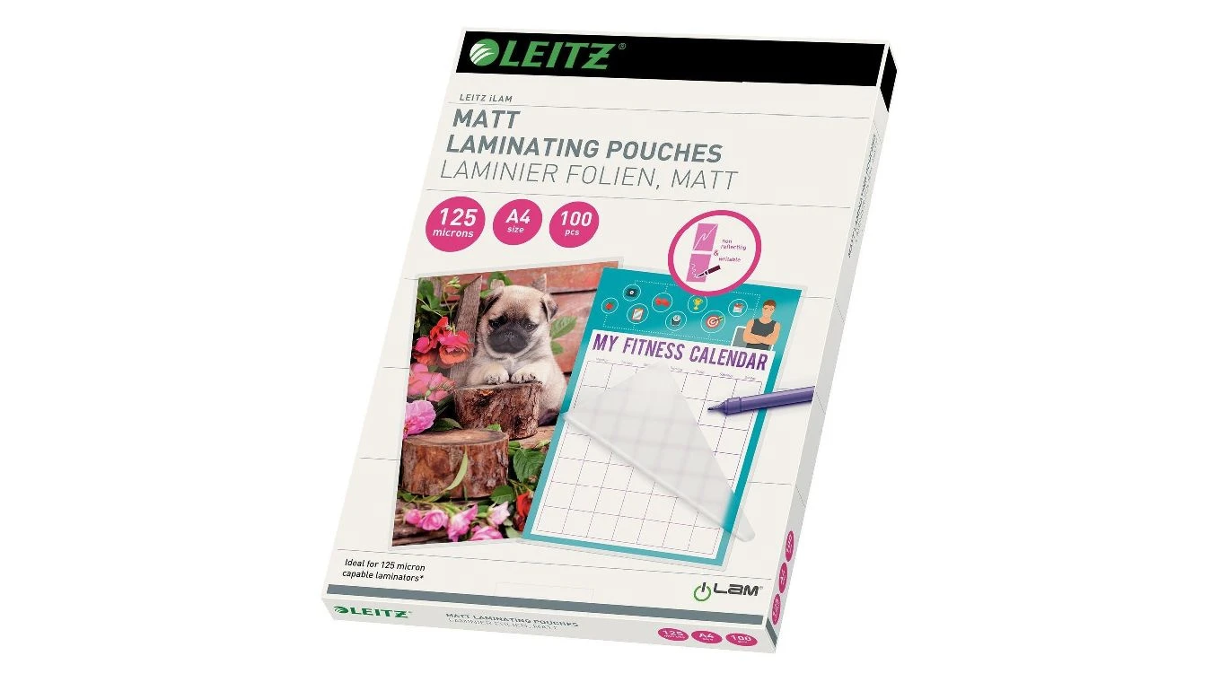 LEITZ Pochettes à plastifier A4, mat, 125my, 100 pcs.