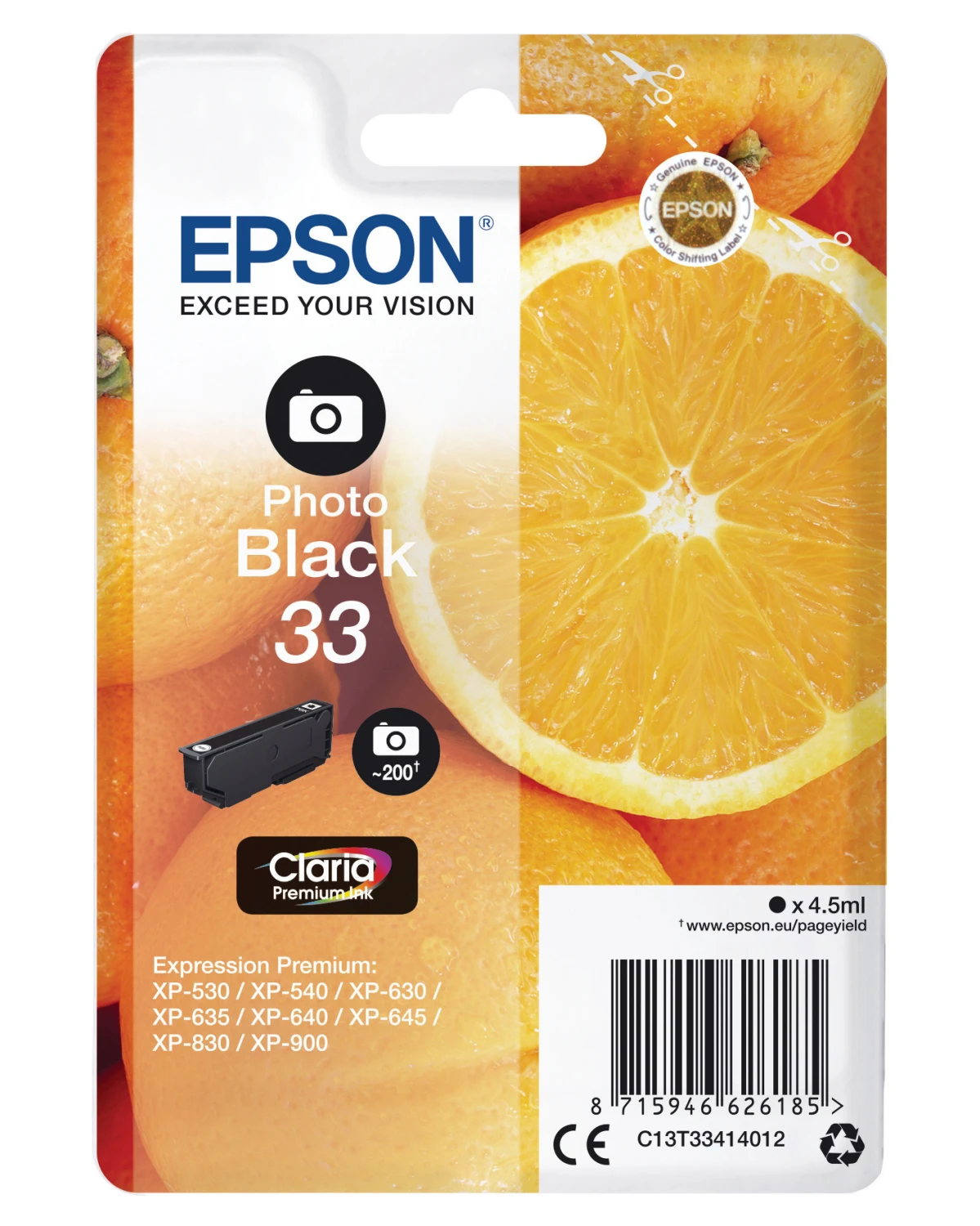 EPSON Tintenpatrone 33 photo schwarz